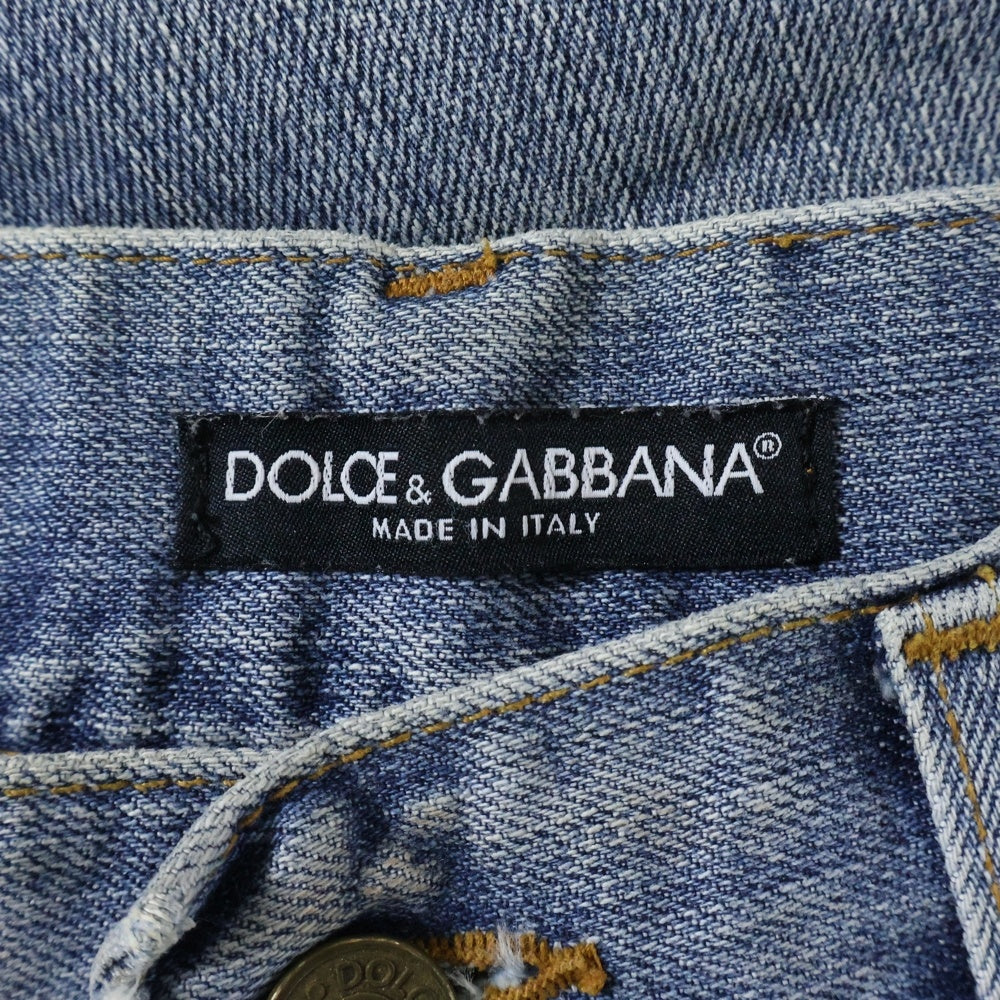 DOLCE & GABBANA(ドルチェアンドガッバーナ) CRASH PROCESSING DAMAGE DENIM PANTS クラッシュ リペア加工 ジップフライ デニムパンツ インディゴ G3018D
