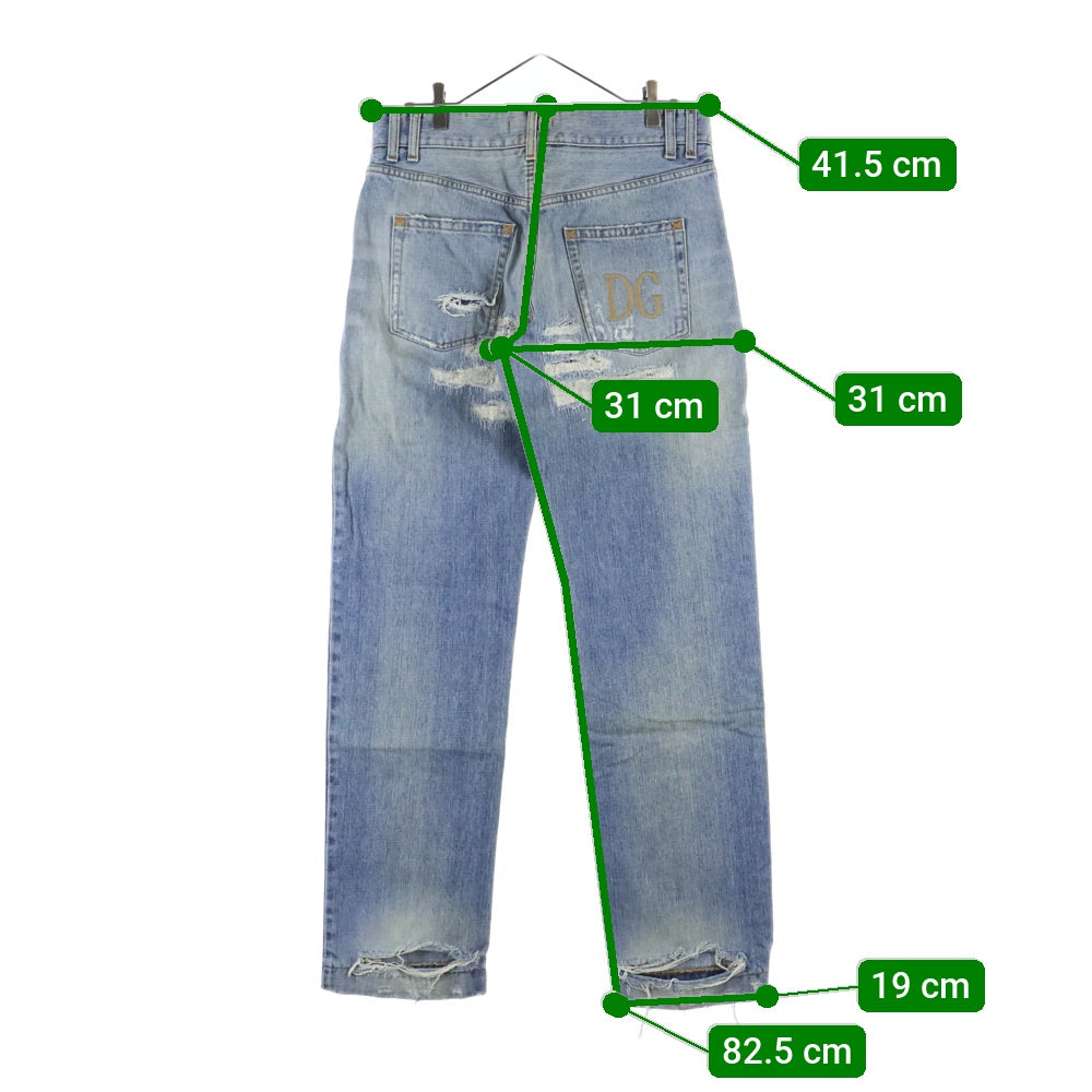 DOLCE & GABBANA(ドルチェアンドガッバーナ) CRASH PROCESSING DAMAGE DENIM PANTS クラッシュ リペア加工 ジップフライ デニムパンツ インディゴ G3018D