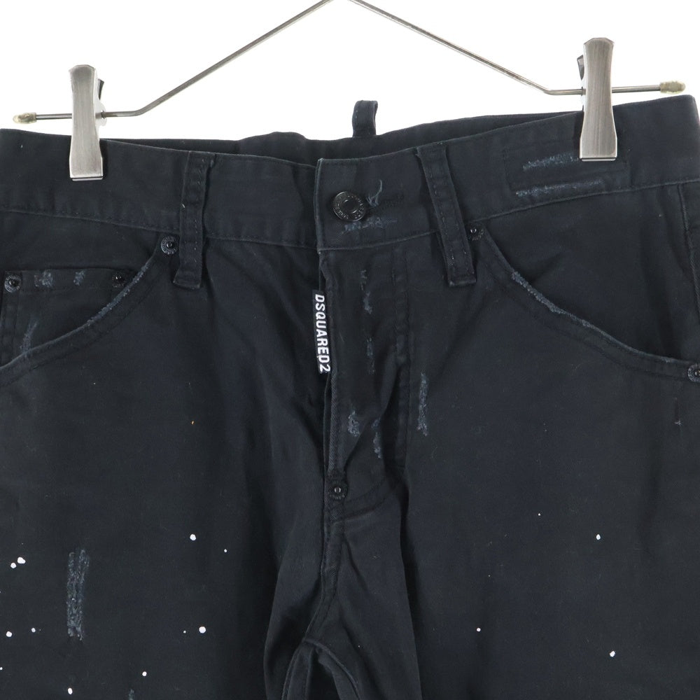 DSQUARED2(ディースクエアード) 17SS ダメージ加工 ボタンフライ スキニーデニムパンツ インディゴブラック S71LB0123