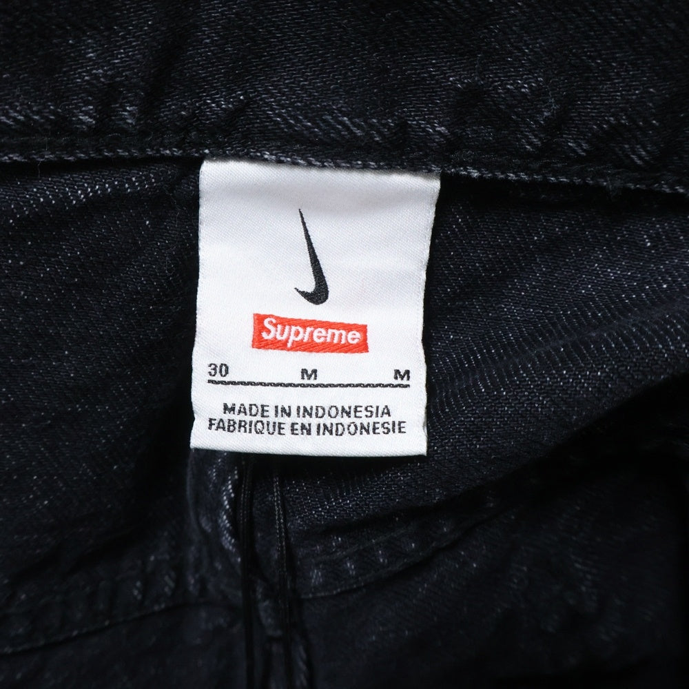 SUPREME(シュプリーム) ×NIKE Denim Short ロゴ刺繍 デニムショーツ ハーフパンツ ブラック FQ0344-010