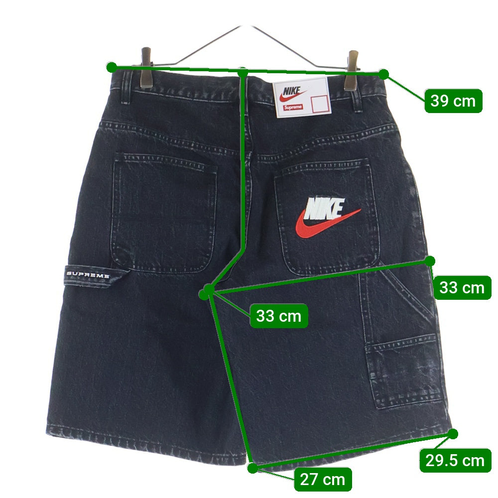 SUPREME(シュプリーム) ×NIKE Denim Short ロゴ刺繍 デニムショーツ ハーフパンツ ブラック FQ0344-010