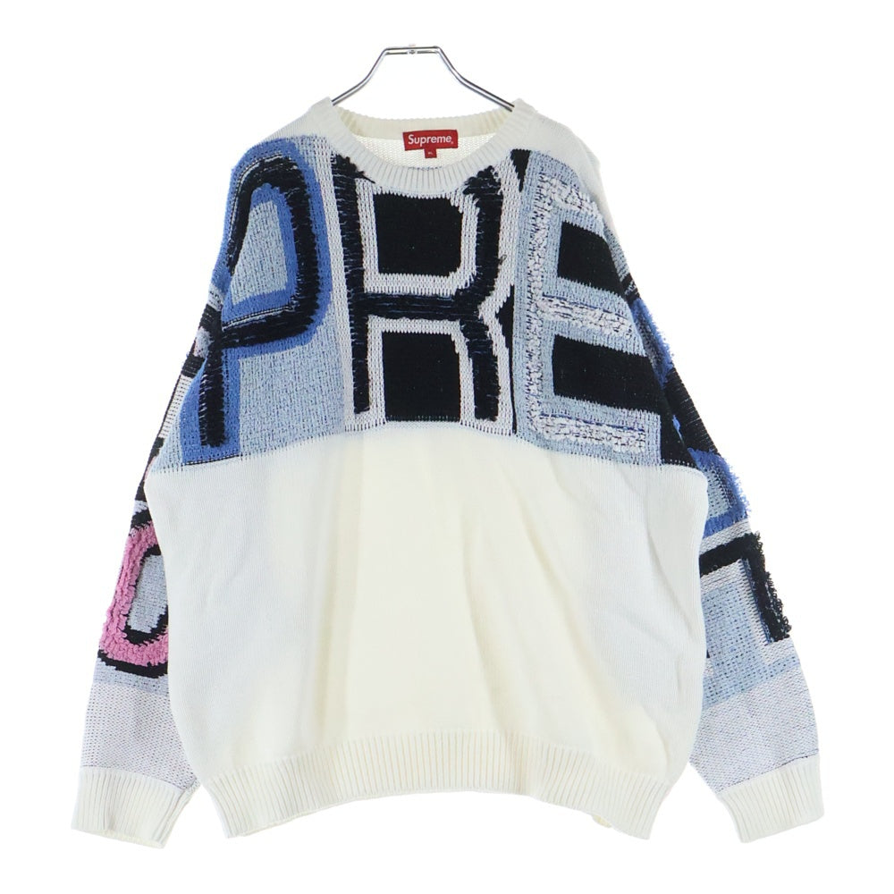 SUPREME(シュプリーム) 21AW Chenille Logo Sweater シェニールロゴセーター ホワイト