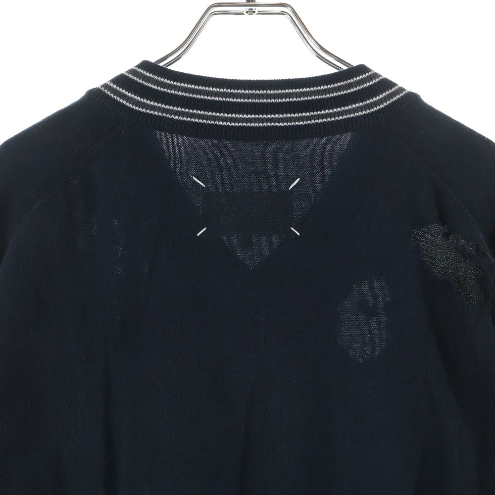Maison Martin Margiela(メゾンマルタンマルジェラ) 16SS DISTRESSED V-NECK KNIT ダメージ加工 プルオーバーニット ブラック S50HA0627