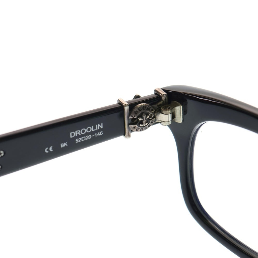 CHROME HEARTS(クロムハーツ) DROOLIN サイドフレアデザイン 折りたたみ スクエアフレームアイウェア コンパクトサングラス ブラック/シルバー