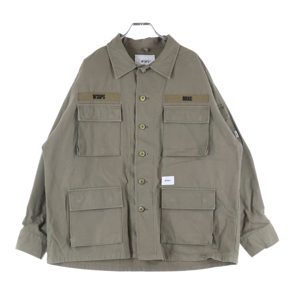 WTAPS(ダブルタップス) 19AW JUNGLE LS/SHIRT.COTTON.CANVAS 192WVDT-SHM03 ジャングル バックプリント 長袖シャツ カーキ