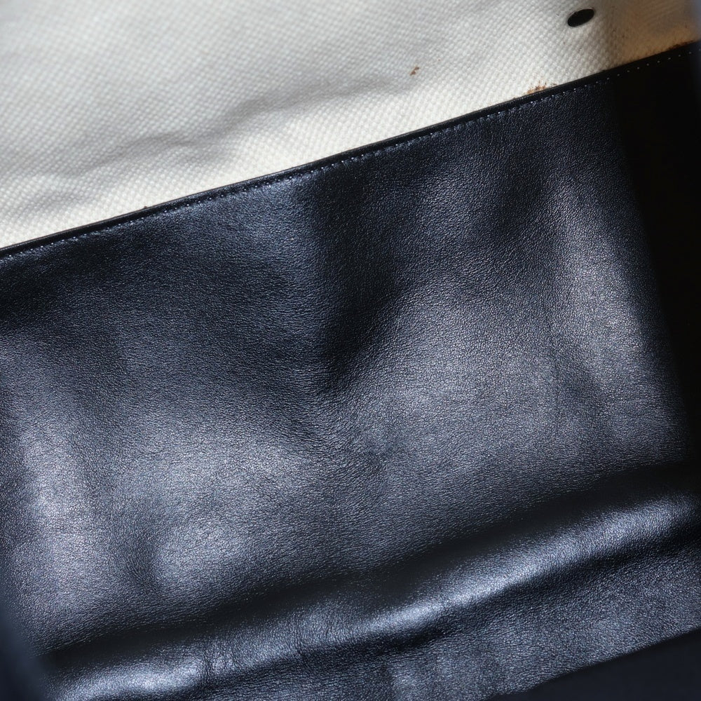 JIL SANDER+(ジルサンダープラス) SHOPPER BAG 2WAY レザーハンドル キャンバス ハンドバッグ アイボリー/ブラック JPPS852013