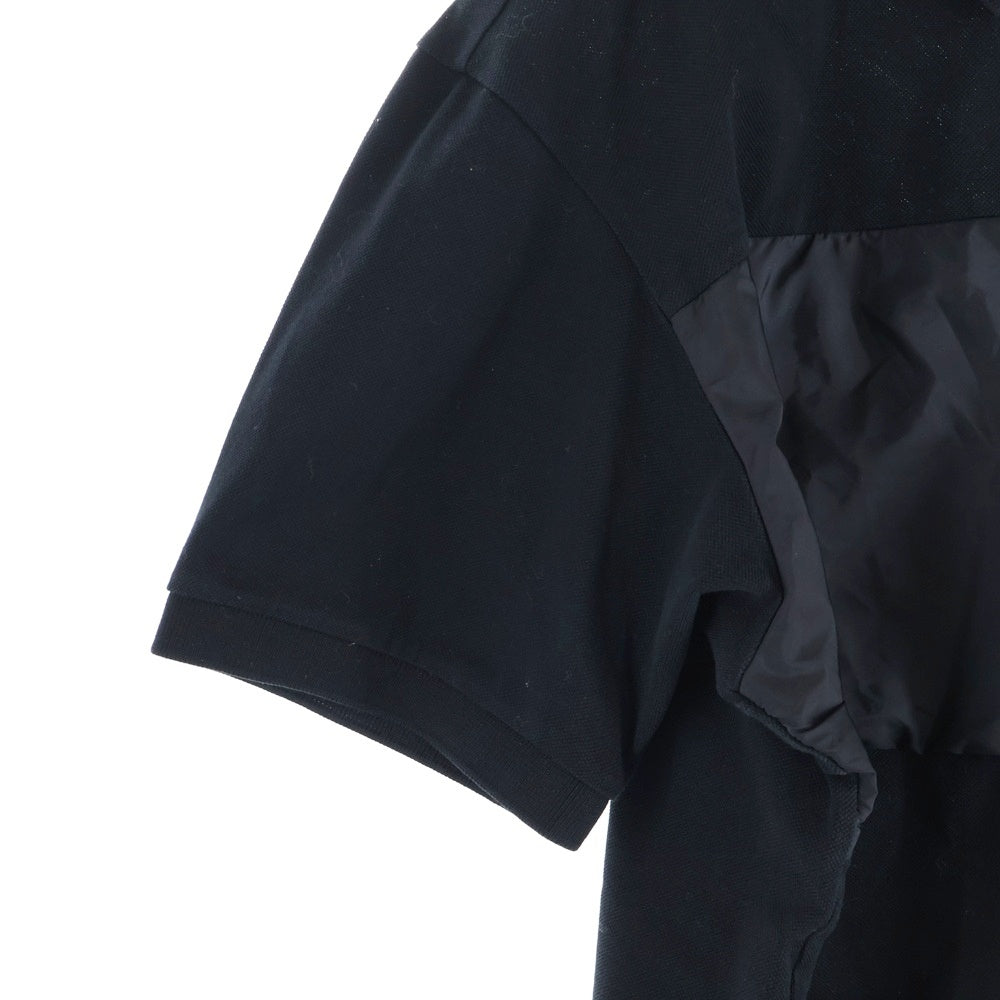 PRADA(プラダ) ナイロンディテール ピケ ポロシャツ ロゴプレート付きナイロン半袖ポロシャツ UJN737 S212 1YR5 ブラック