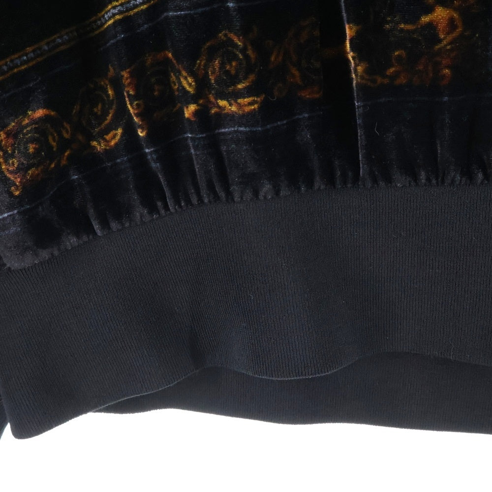 GIANNI VERSACE(ジャンニ ヴェルサーチ) ×KITH フロントプリント ベロア地 フーディーパーカー ブラック