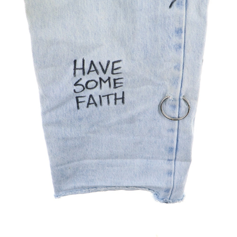 FAITH CONNEXION(フェイスコネクション) ボタンフライ プリントデニムパンツ インディゴ X5501DNTMB4