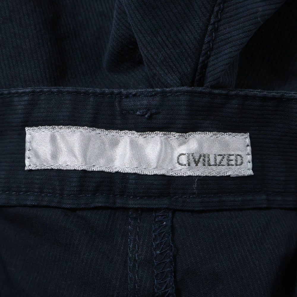 NO BRAND(ノーブランド) CIVILIZED シビライズド サイドポケット付 ボタンフライ ハーフパンツ ネイビー