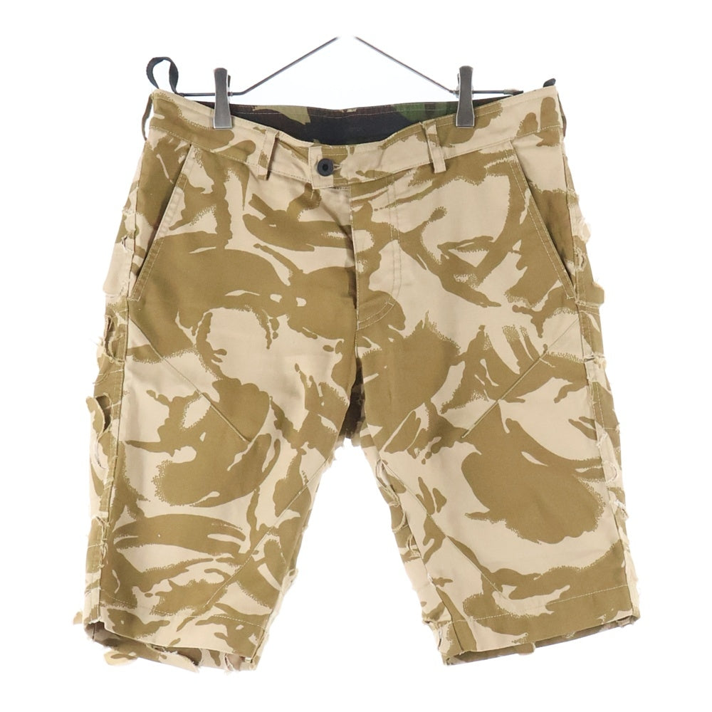 GRIFFIN(グリフィン) ダメージ加工 カモフラ柄 ボタンフライ ハーフパンツ ショーツ