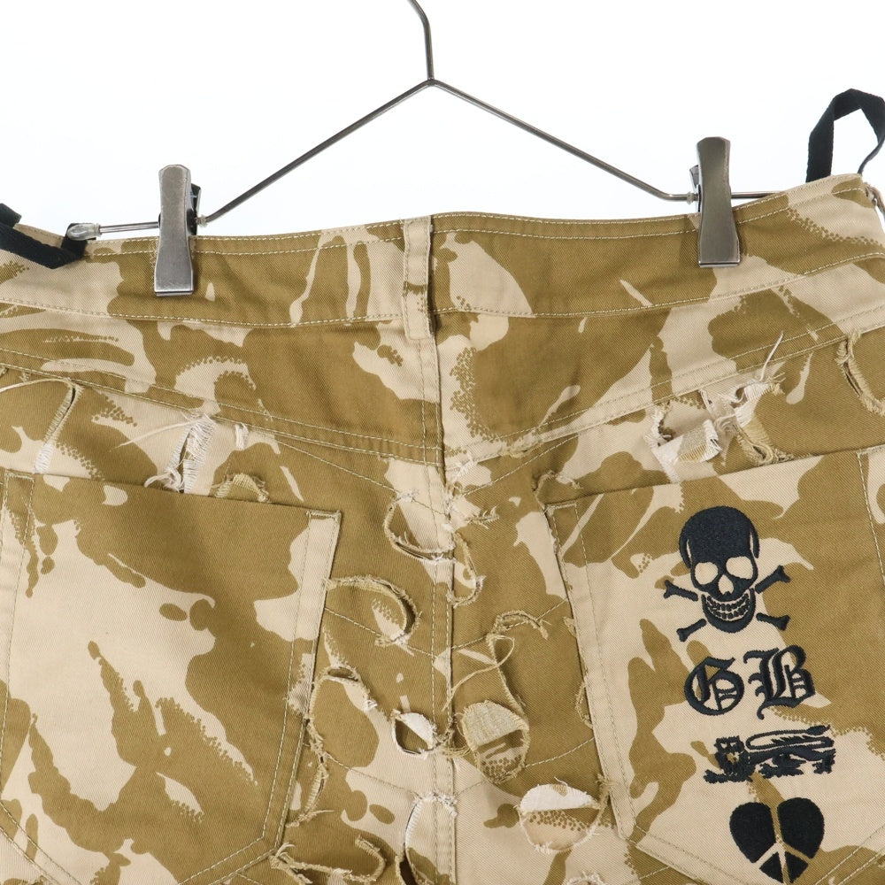 GRIFFIN(グリフィン) ダメージ加工 カモフラ柄 ボタンフライ ハーフパンツ ショーツ