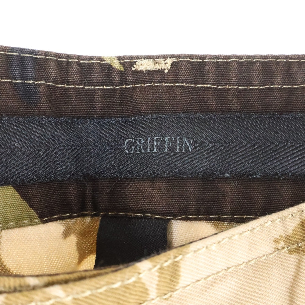 GRIFFIN(グリフィン) ダメージ加工 カモフラ柄 ボタンフライ ハーフパンツ ショーツ