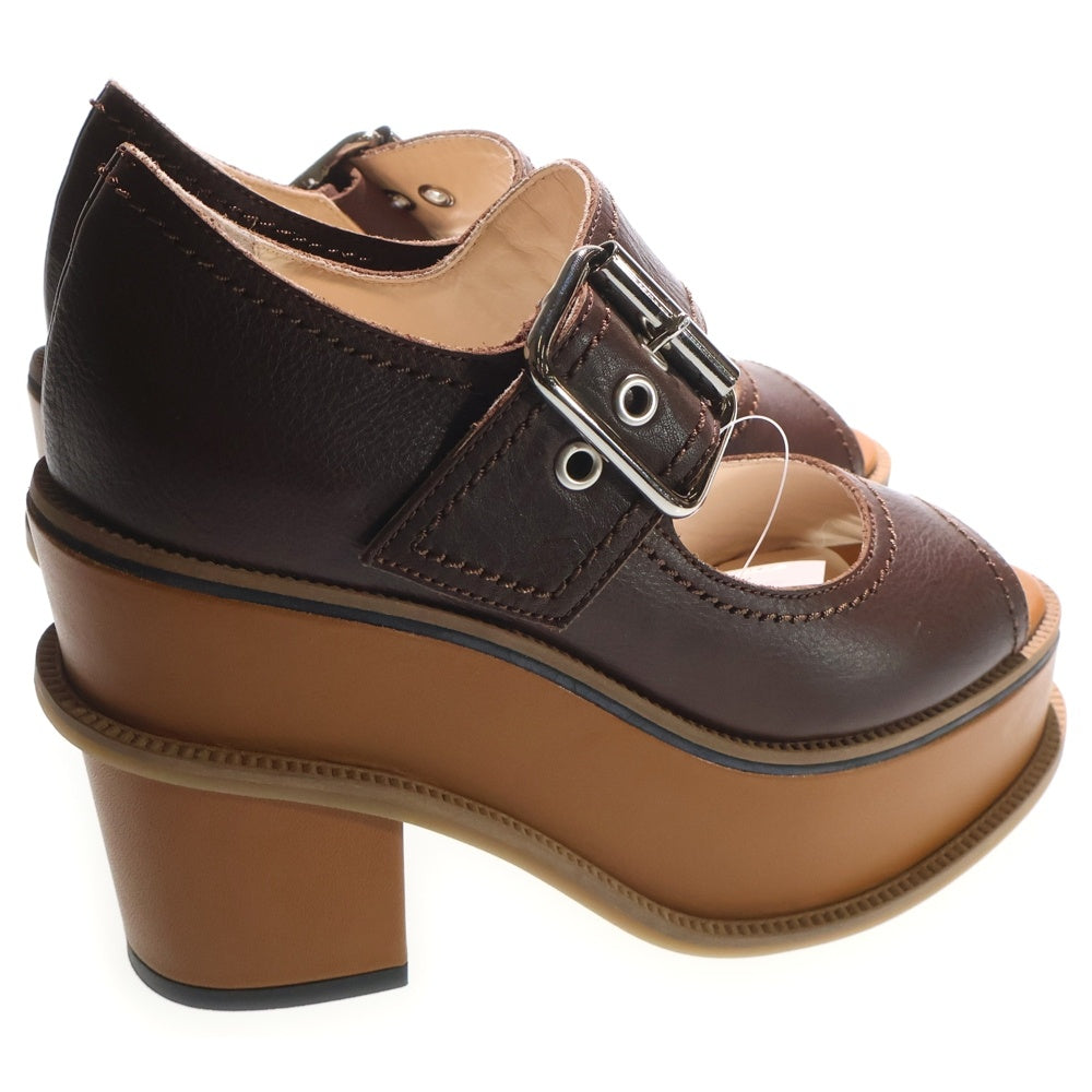Vivienne Westwood(ヴィヴィアンウエストウッド) レザーベルト ダブルウェッジ ヒールサンダル ブラウン/ベージュ 15-12-941001 レディース