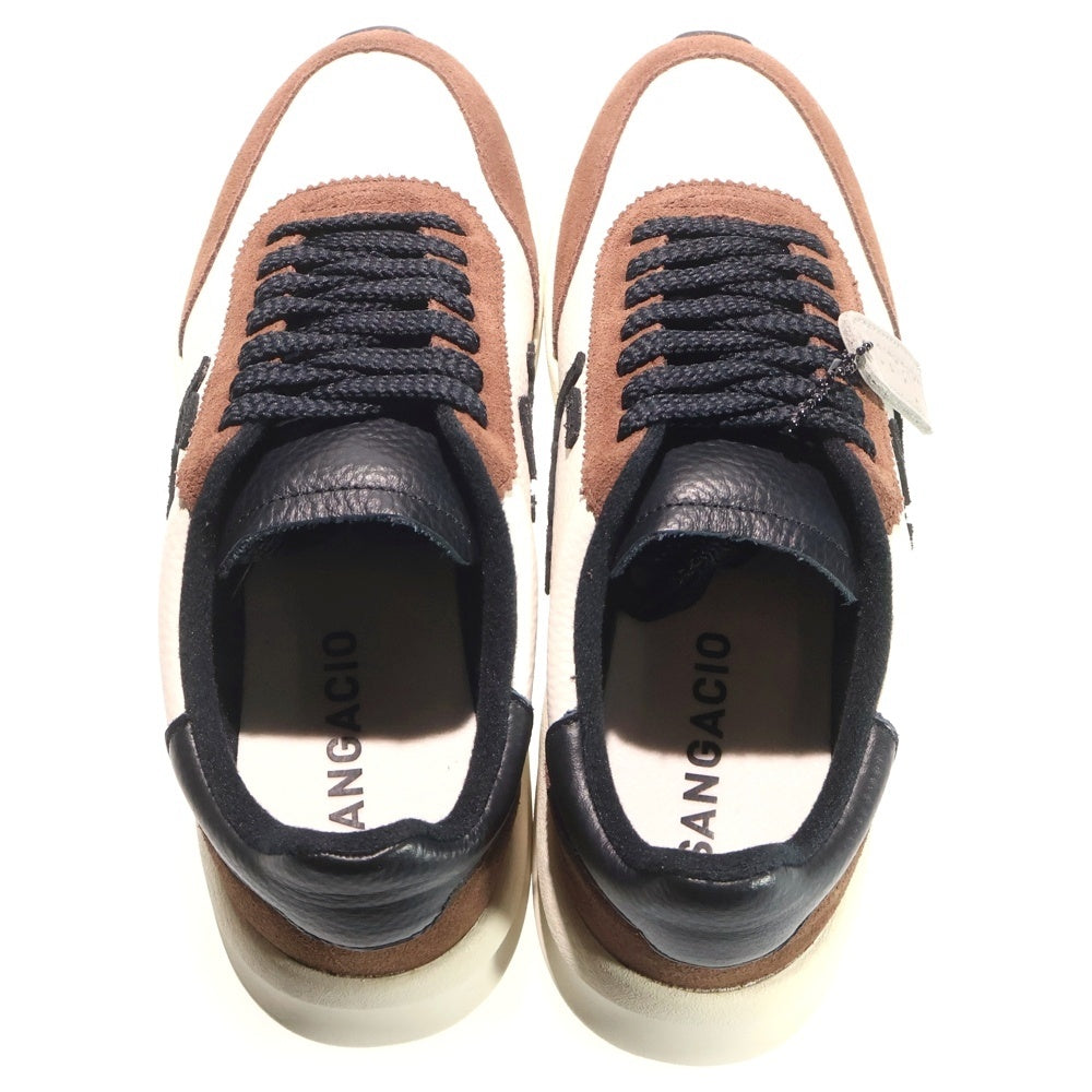 Sangacio(サンガッチョ) BLOW にゅ レザーローカットスニーカー ホワイト/ブラウン US6.5/24.5cm レディース
