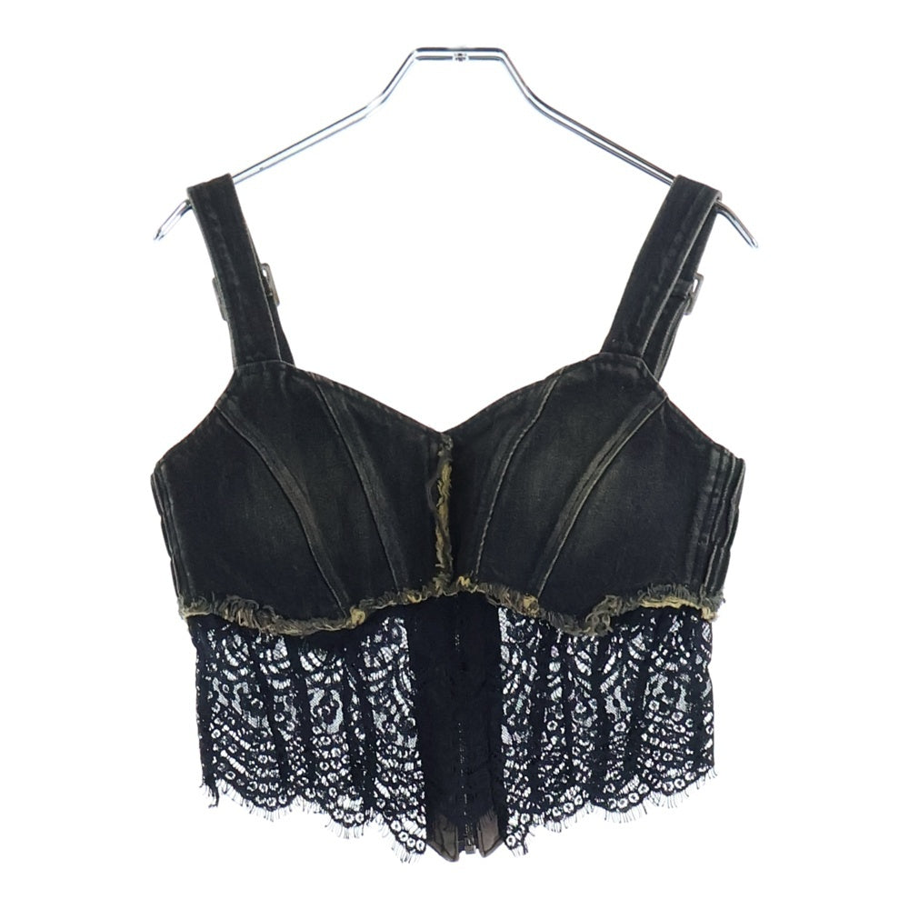NO BRAND(ノーブランド) VIVAMUS DENIM LACE COMBI BUSTIER ヴィヴィアムス デニム レース キャミソール ブラック VM25SS-TS009 レディース