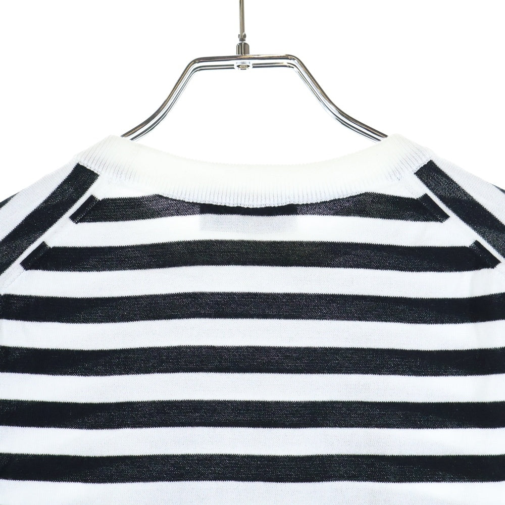 JOHN SMEDLEY(ジョンスメドレー) イングランド製 ボーダー柄 クルーネック コットン 半袖Tシャツ カットソー ホワイト/ブラック