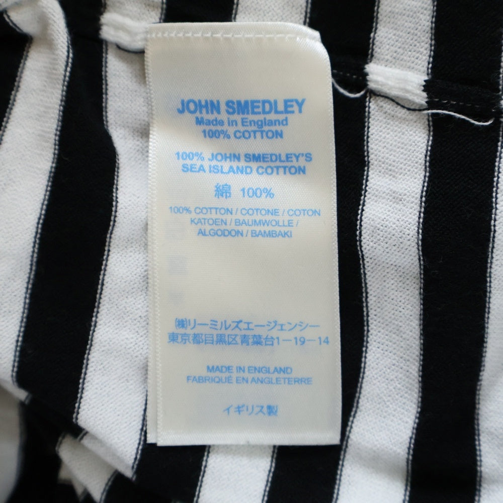 JOHN SMEDLEY(ジョンスメドレー) イングランド製 ボーダー柄 クルーネック コットン 半袖Tシャツ カットソー ホワイト/ブラック