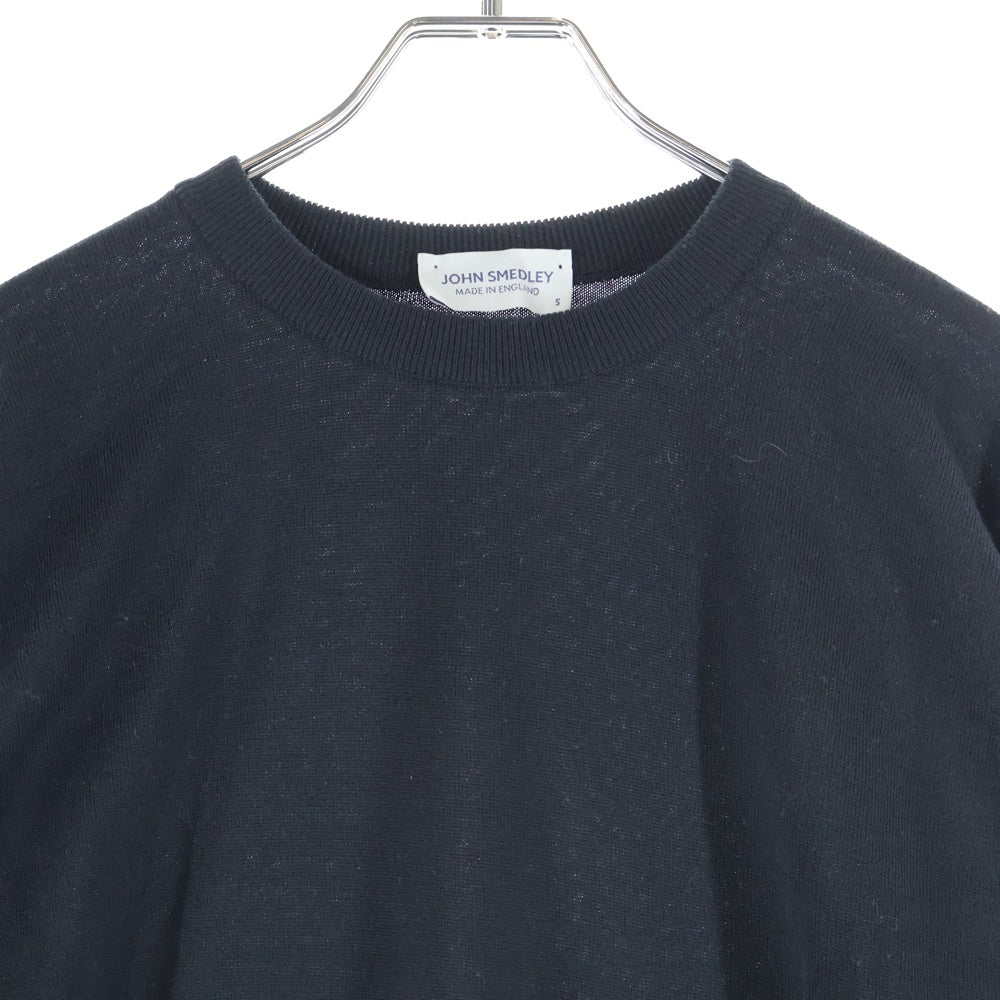 JOHN SMEDLEY(ジョンスメドレー) イングランド製 クルーネック ウール 長袖ニットセーター ブラック