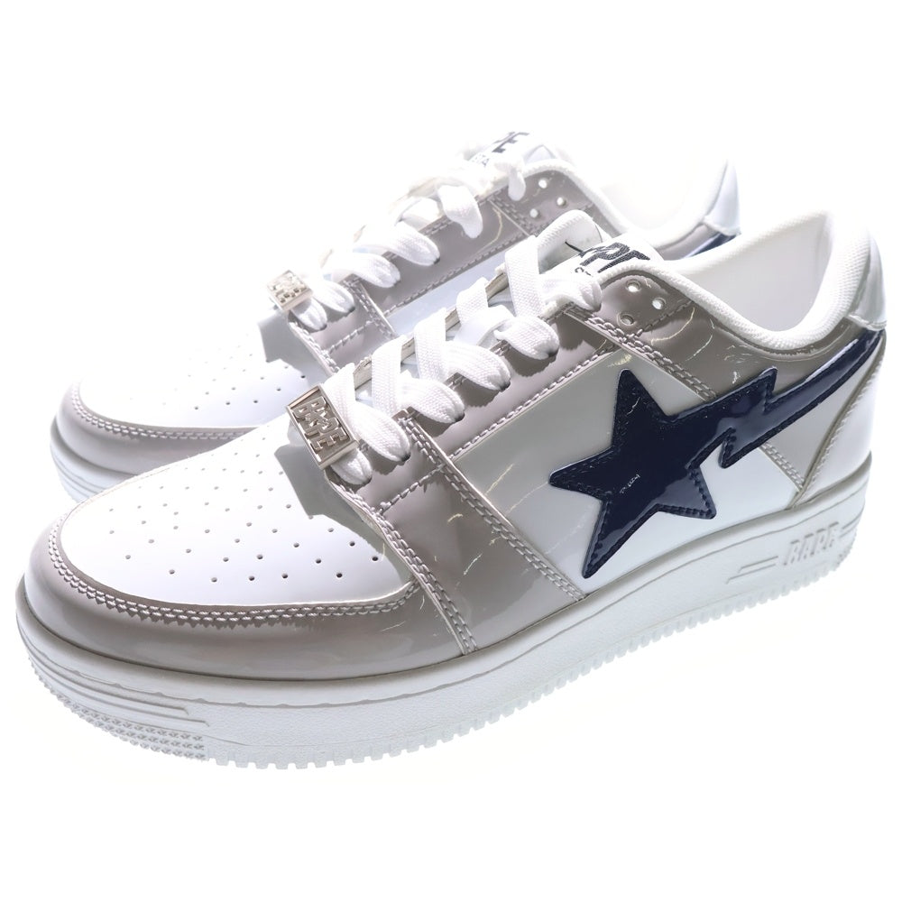 A BATHING APE(アベイシングエイプ) BAPE STA LOW ベイプスター エナメル ローカットスニーカー グレー/ネイビー US8.5/26.5cm 1H30191002