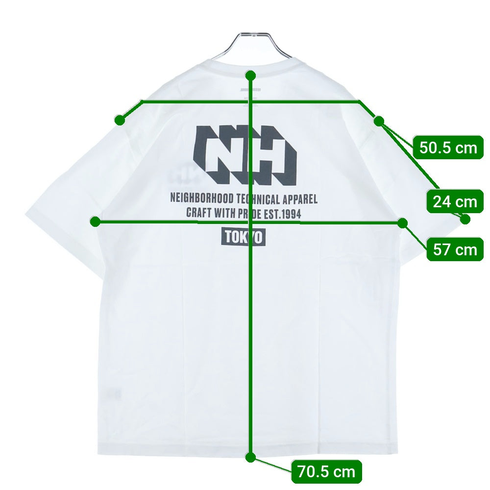 NEIGHBORHOOD(ネイバーフッド) 24SS NH . TEE SS-18 ロゴプリント クルーネック 半袖Tシャツ カットソー ホワイト 241PCNH-ST18