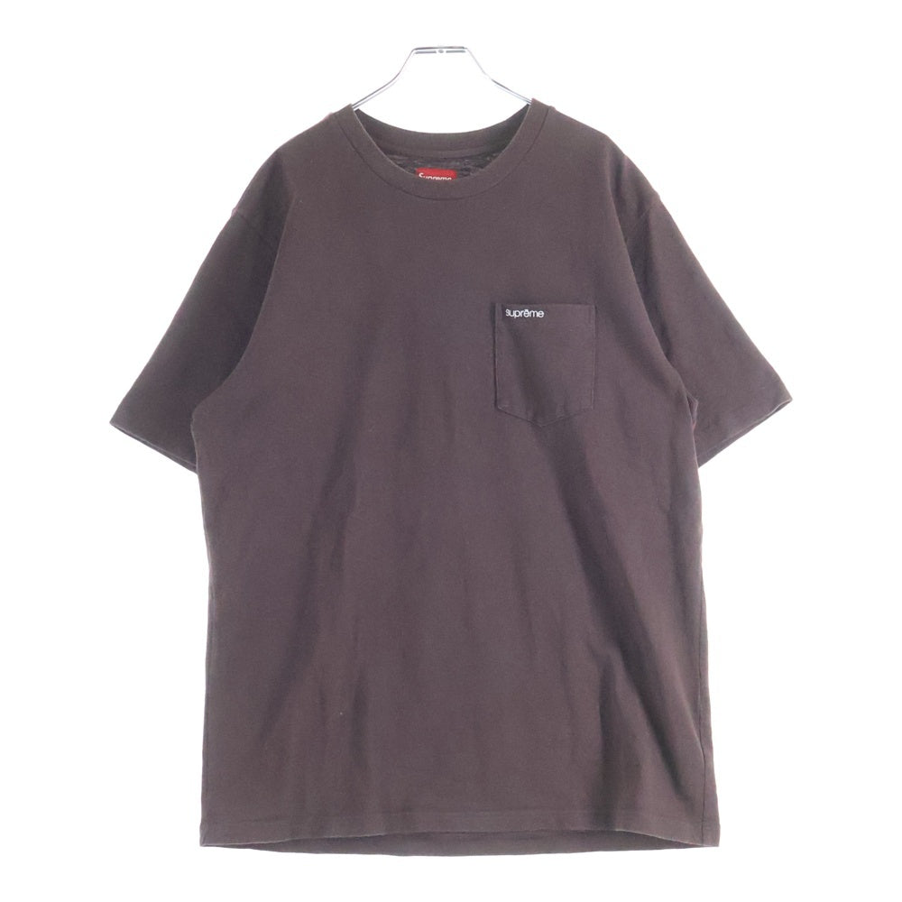 SUPREME(シュプリーム) 22SS S/S Pocket Tee ポケット刺繍 クルーネック 半袖Tシャツ カットソー ブラウン