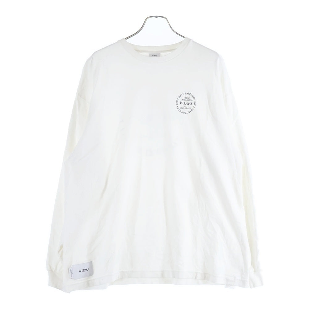 WTAPS(ダブルタップス) サークルロゴプリント クルーネック 長袖Tシャツ カットソー ホワイト