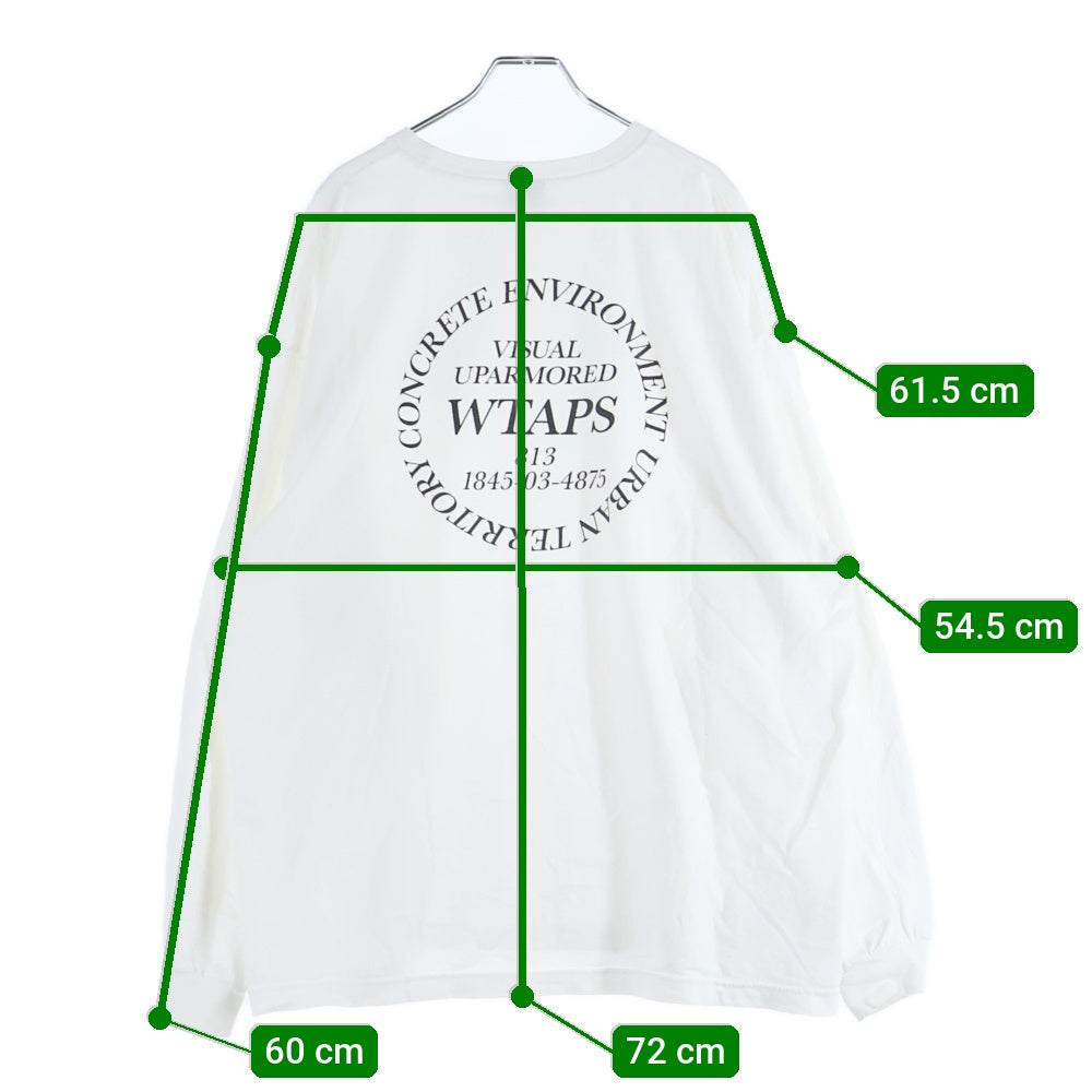 WTAPS(ダブルタップス) サークルロゴプリント クルーネック 長袖Tシャツ カットソー ホワイト