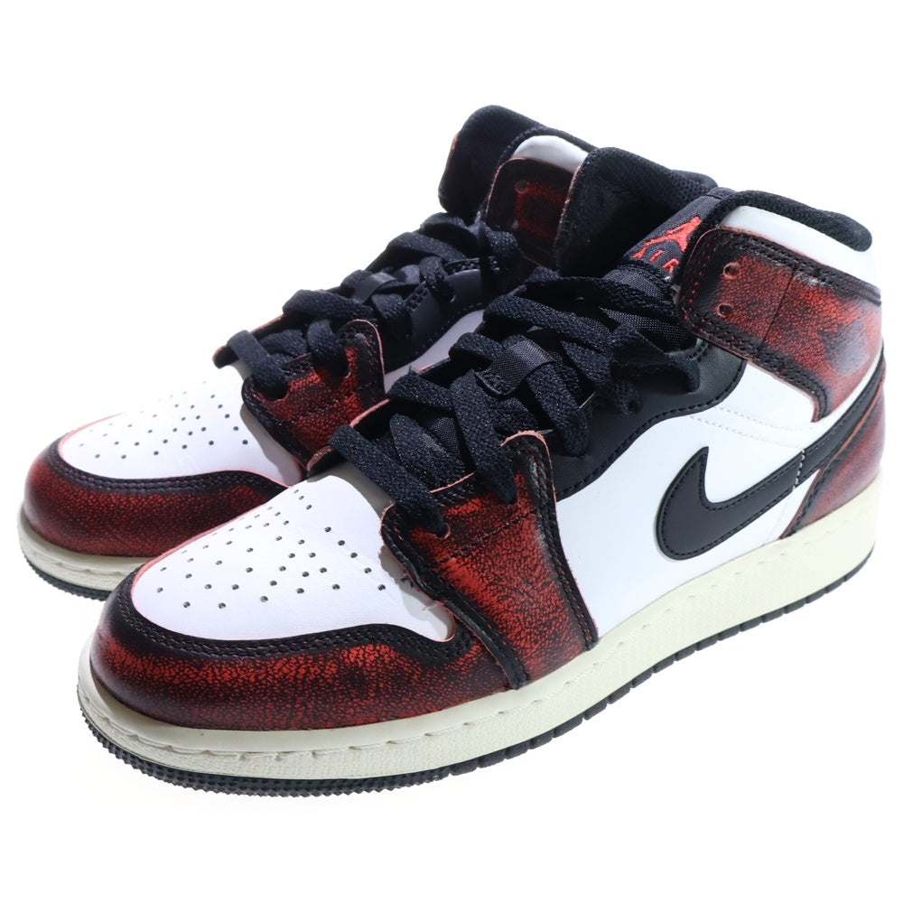 NIKE(ナイキ) GS Air Jordan 1 Mid Wear Away エアジョーダン1 ウェアアウェイ メンズ ミドルカットスニーカー シューズ FB0568-006 ホワイト/レッド US6Y/24.0cm