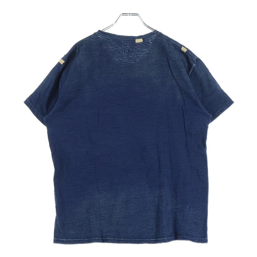 KAPITAL(キャピタル) BORO 刺し子ポケット クルーネック 半袖Tシャツ カットソー インディゴ