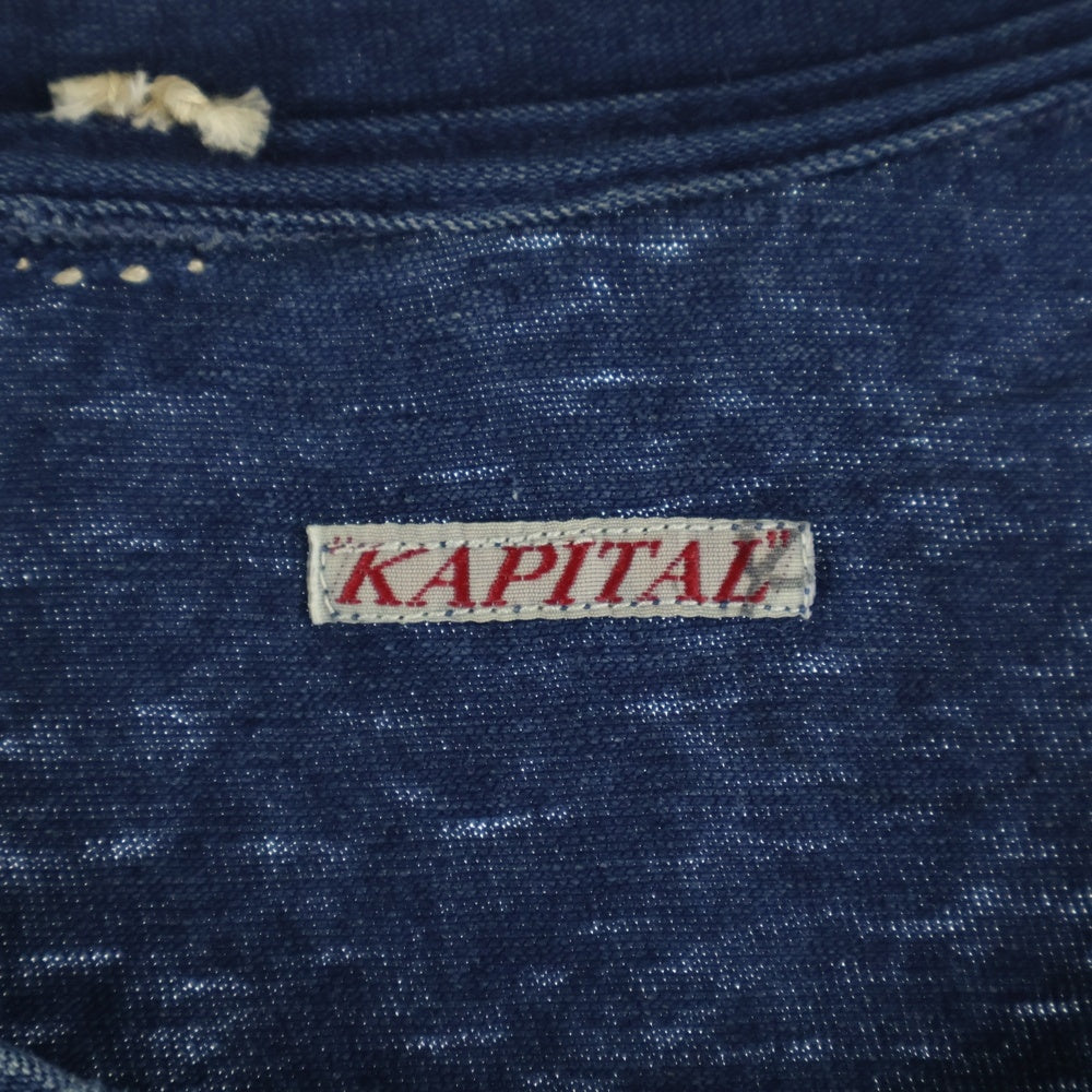 KAPITAL(キャピタル) BORO 刺し子ポケット クルーネック 半袖Tシャツ カットソー インディゴ