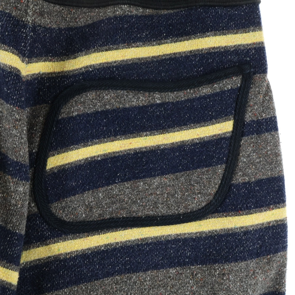 KAPITAL(キャピタル) ビーチ裏毛 ボーダー柄 スウェットパンツ ブラウン/ネイビー/イエロー