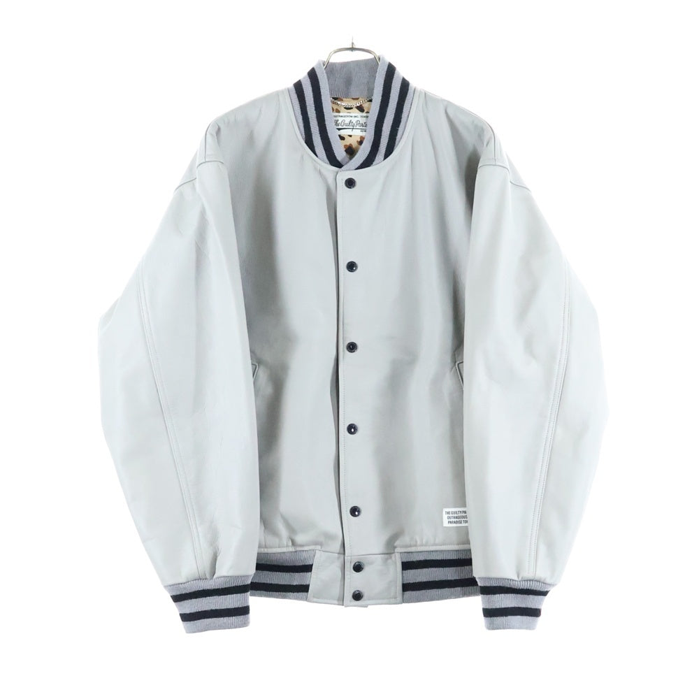 WACKO MARIA(ワコマリア) 24SS LEATHER VARSITY JACKET TYPE-1 レザーバーシティジャケット ブルゾン グレー