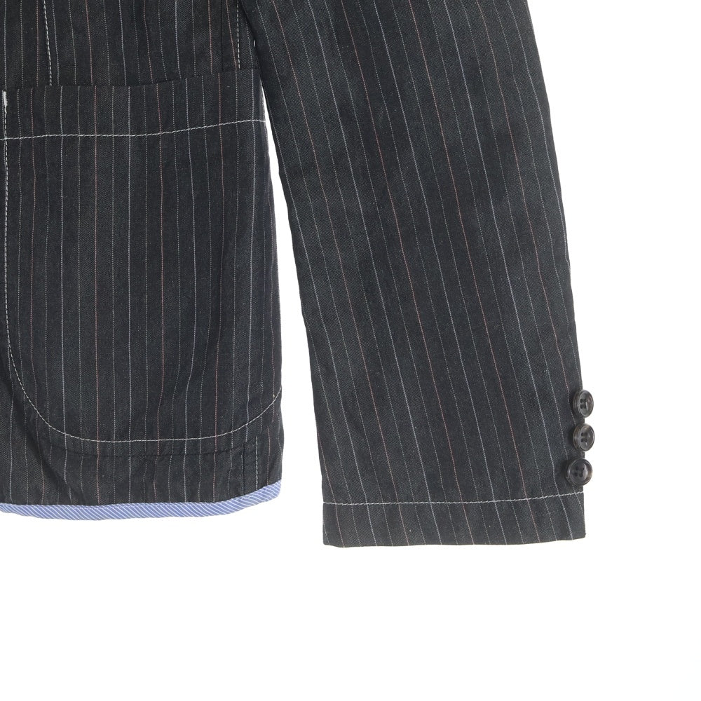 COMME des GARCONS HOMME(コムデギャルソンオム) リネン切替 ストライプテーラードジャケット ブラック HE-J124