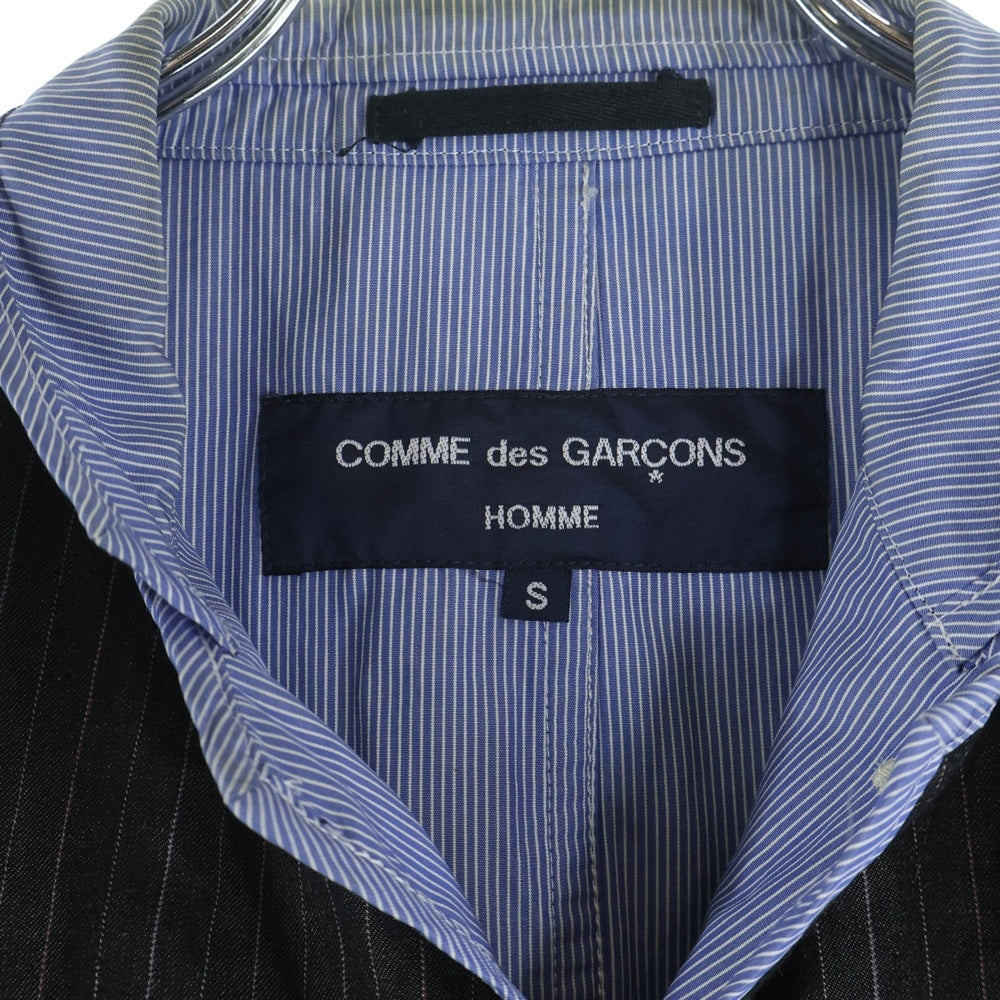 COMME des GARCONS HOMME(コムデギャルソンオム) リネン切替 ストライプテーラードジャケット ブラック HE-J124