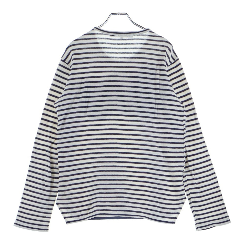JUNYA WATANABE COMME des GARCONS(ジュンヤワタナベ コムデギャルソン) フロントポケット付 ボーダー コットン長袖Tシャツ ホワイト/パープル WL-T016