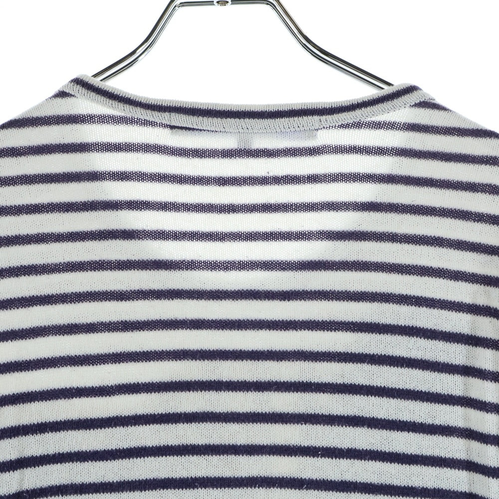JUNYA WATANABE COMME des GARCONS(ジュンヤワタナベ コムデギャルソン) フロントポケット付 ボーダー コットン長袖Tシャツ ホワイト/パープル WL-T016