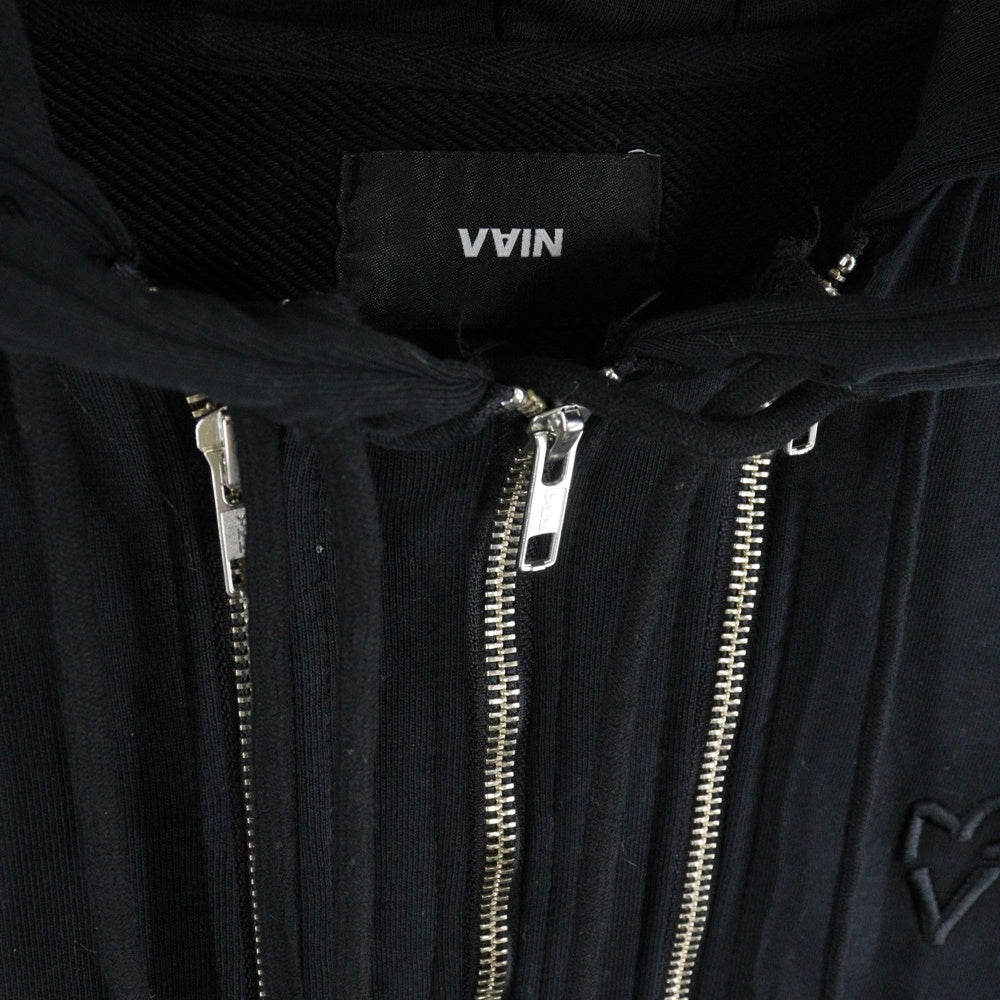 VAIN(ヴァイン) THREE ZIP HOODIE 3ジップ ロゴ刺繍 フーディー パーカー ブラック 01259