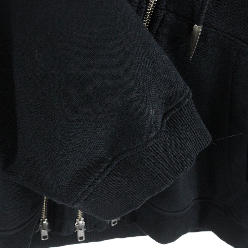 VAIN(ヴァイン) THREE ZIP HOODIE 3ジップ ロゴ刺繍 フーディー パーカー ブラック 01259