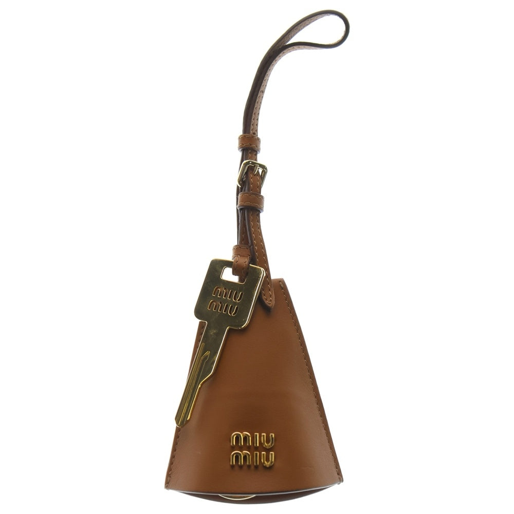 miumiu(ミュウミュウ) GD金具 レザートリック キーホルダー チャーム ブラウン 5TL514 レディース