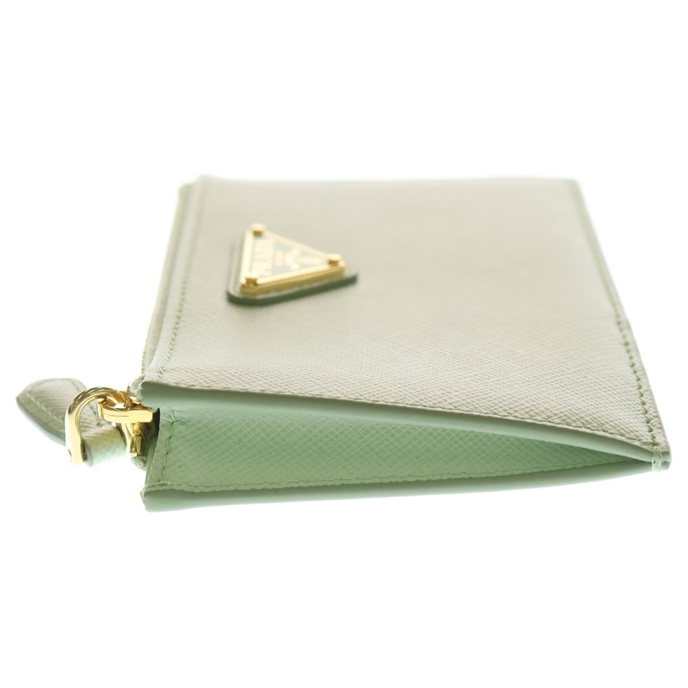 PRADA(プラダ) SAFFIANO サフィアーノ トライアングルロゴ リップスプリント レザー フラグメントケース カード 小物入れ ライトグリーン 1MC086 レディース