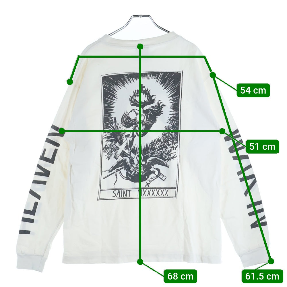 SAINT MICHAEL(セントマイケル) 21AW LS Tee W.I.H フロントプリント クルーネック 長袖Tシャツ ロングスリーブ ホワイト SM-A21-0000-021