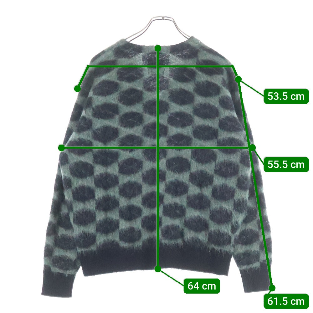 WASTED YOUTH(ウェイステッドユース) KNIT CARDIGAN ロゴ刺繍 カラーブロック モヘアニットカーディガン グリーン/ブラック WY28CS003