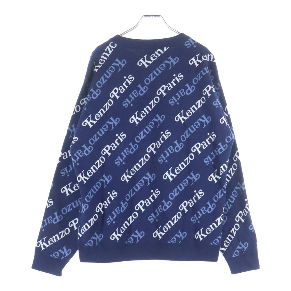 KENZO(ケンゾー) BY VERDY JUMPER CREW NECK KNIT ヴェルディ ロゴ総柄 クルーネック 長袖ニットセーター ネイビー FE55PU4573CB
