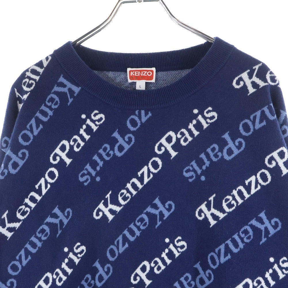KENZO(ケンゾー) BY VERDY JUMPER CREW NECK KNIT ヴェルディ ロゴ総柄 クルーネック 長袖ニットセーター ネイビー FE55PU4573CB