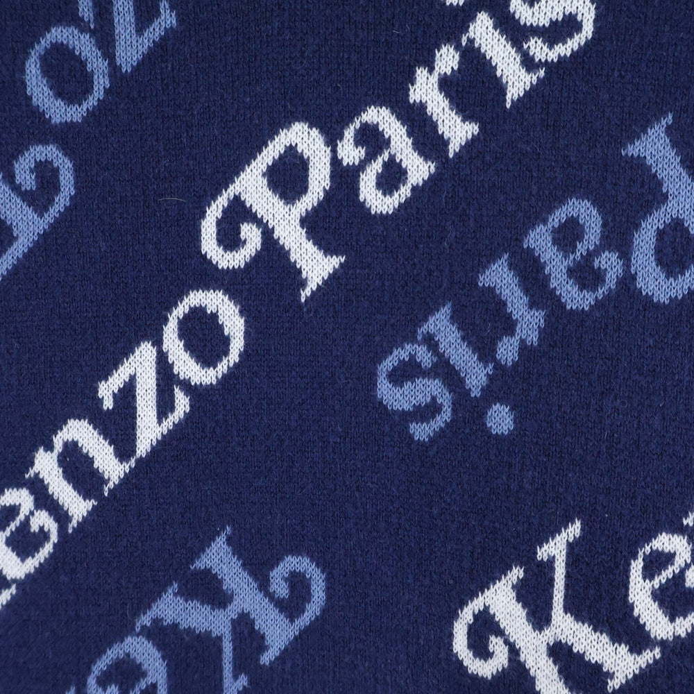 KENZO(ケンゾー) BY VERDY JUMPER CREW NECK KNIT ヴェルディ ロゴ総柄 クルーネック 長袖ニットセーター ネイビー FE55PU4573CB