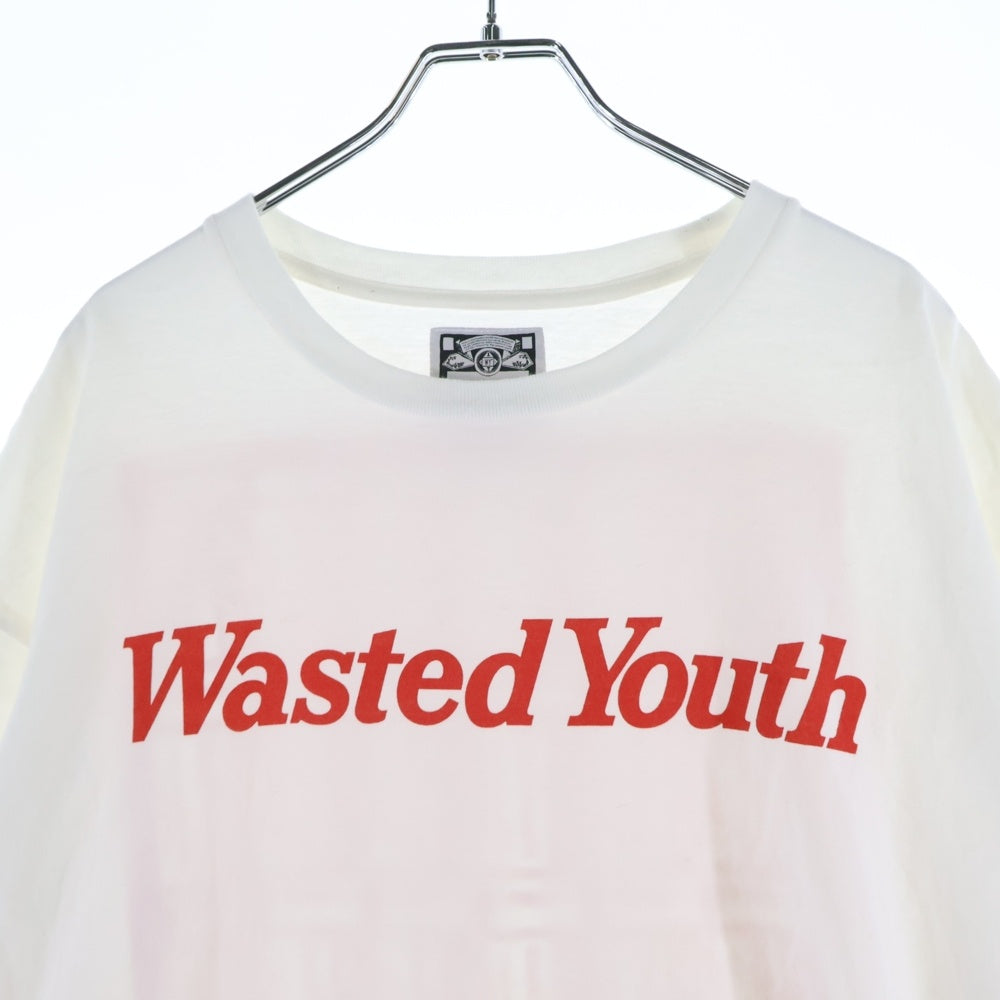 WASTED YOUTH(ウェイステッドユース) フロントプリント クルーネック 半袖Tシャツ カットソー ホワイト