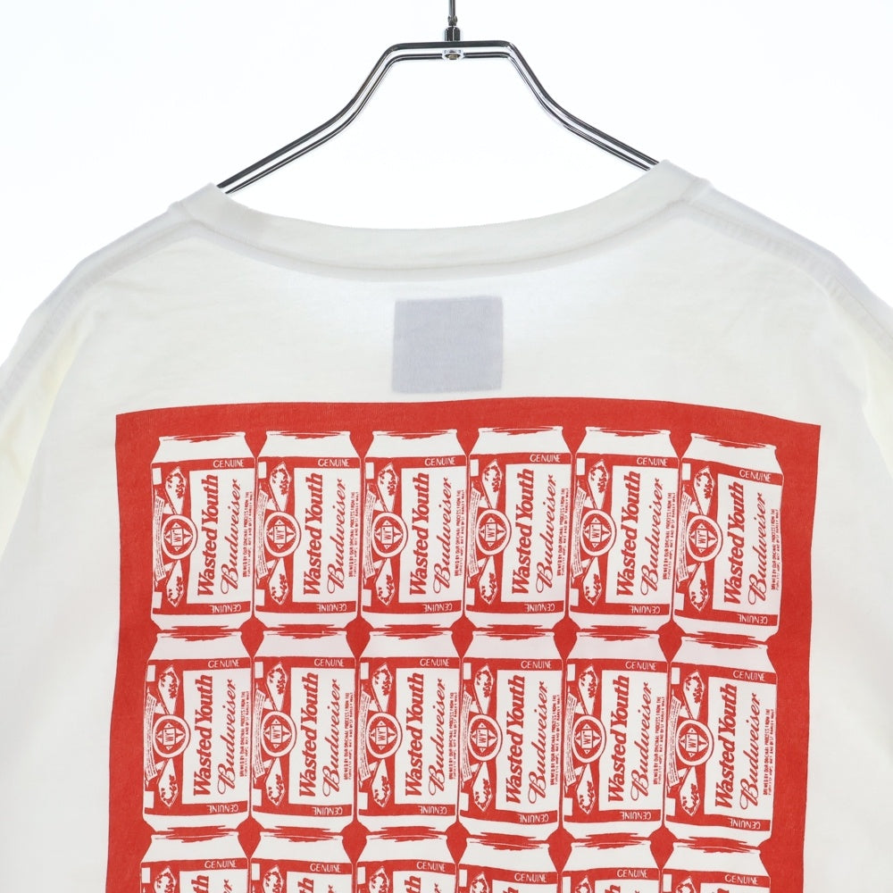 WASTED YOUTH(ウェイステッドユース) フロントプリント クルーネック 半袖Tシャツ カットソー ホワイト