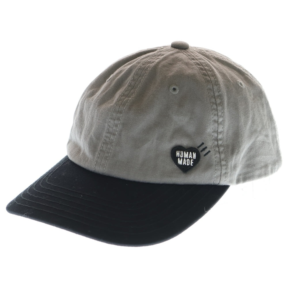 HUMAN MADE(ヒューマンメイド) 6PANEL TWILL CAP バイカラー ハートロゴ ツイルキャップ 帽子 グレー/ブラック HM30GD069