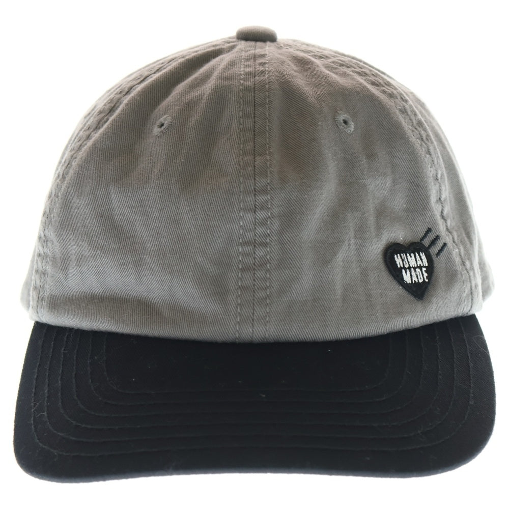 HUMAN MADE(ヒューマンメイド) 6PANEL TWILL CAP バイカラー ハートロゴ ツイルキャップ 帽子 グレー/ブラック HM30GD069